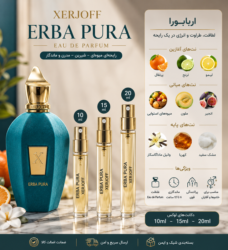 دکانت عطر زرژوف زرجوف ارباپورا اصل 10میل | XERJOFF Erba Pura DECANT 10ML
